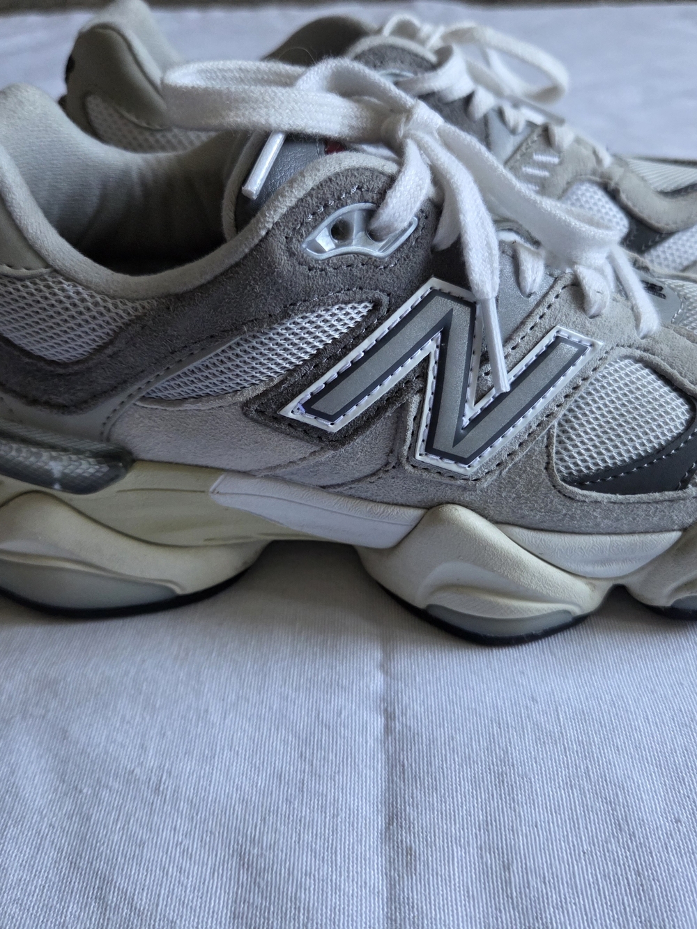 New Balance Grey and Cream 9060 Sneakers - Picture 1 of 6